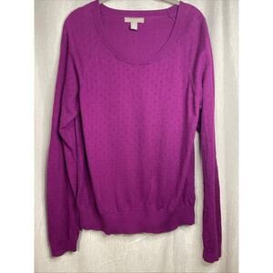Banana Republic Size XL Magenta Textured Long SLV Cashmere Blend Sweater - HOL13